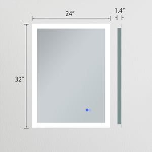 Large Mirror Wall-Mounted Mirrors with Dimmable LED Lights - Anti Fog Mirror for Makeup Shower Horizontal/Vertical Installed Frameless Bathroom Mirror