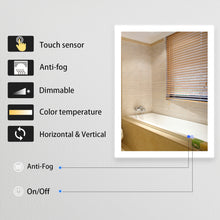 Load image into Gallery viewer, Large Mirror Wall-Mounted Mirrors with Dimmable LED Lights - Anti Fog Mirror for Makeup Shower Horizontal/Vertical Installed Frameless Bathroom Mirror