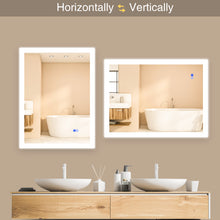 Load image into Gallery viewer, Large Mirror Wall-Mounted Mirrors with Dimmable LED Lights - Anti Fog Mirror for Makeup Shower Horizontal/Vertical Installed Frameless Bathroom Mirror