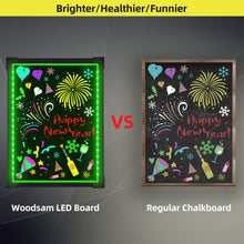 Load image into Gallery viewer, Woodsam 32 x 24 inches LED Message Writing Board Illuminated Sign With Fluorescent Chalk Markers