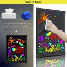 Load image into Gallery viewer, Woodsam LED Drawing Painting Board - 24&quot; x 16&quot; Erasable Non Porous Glass Surface with 8 Fluorescent Window Markers-Best for Chalkboard Blackboard Whiteboard Bulletin/Letter/Spelling/Display/Menu Board