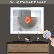Load image into Gallery viewer, Large Mirror Wall-Mounted Mirrors with Dimmable LED Lights - Anti Fog Mirror for Makeup Shower Horizontal/Vertical Installed Frameless Bathroom Mirror