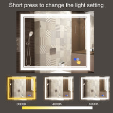Load image into Gallery viewer, Large Mirror Wall-Mounted Mirrors with Dimmable LED Lights - Anti Fog Mirror for Makeup Shower Horizontal/Vertical Installed Frameless Bathroom Mirror